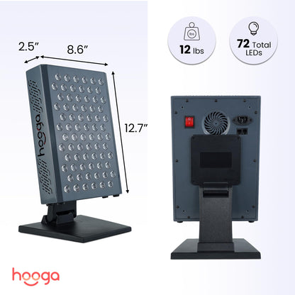 Hooga Red Light Therapy, Red Near Infrared LED Panel, 72 Quad Chip Flicker Free LEDs, Ultra Series, Clinical Grade Device for Energy, Pain, Skin, Recovery, Sleep, Performance. ULTRA360.