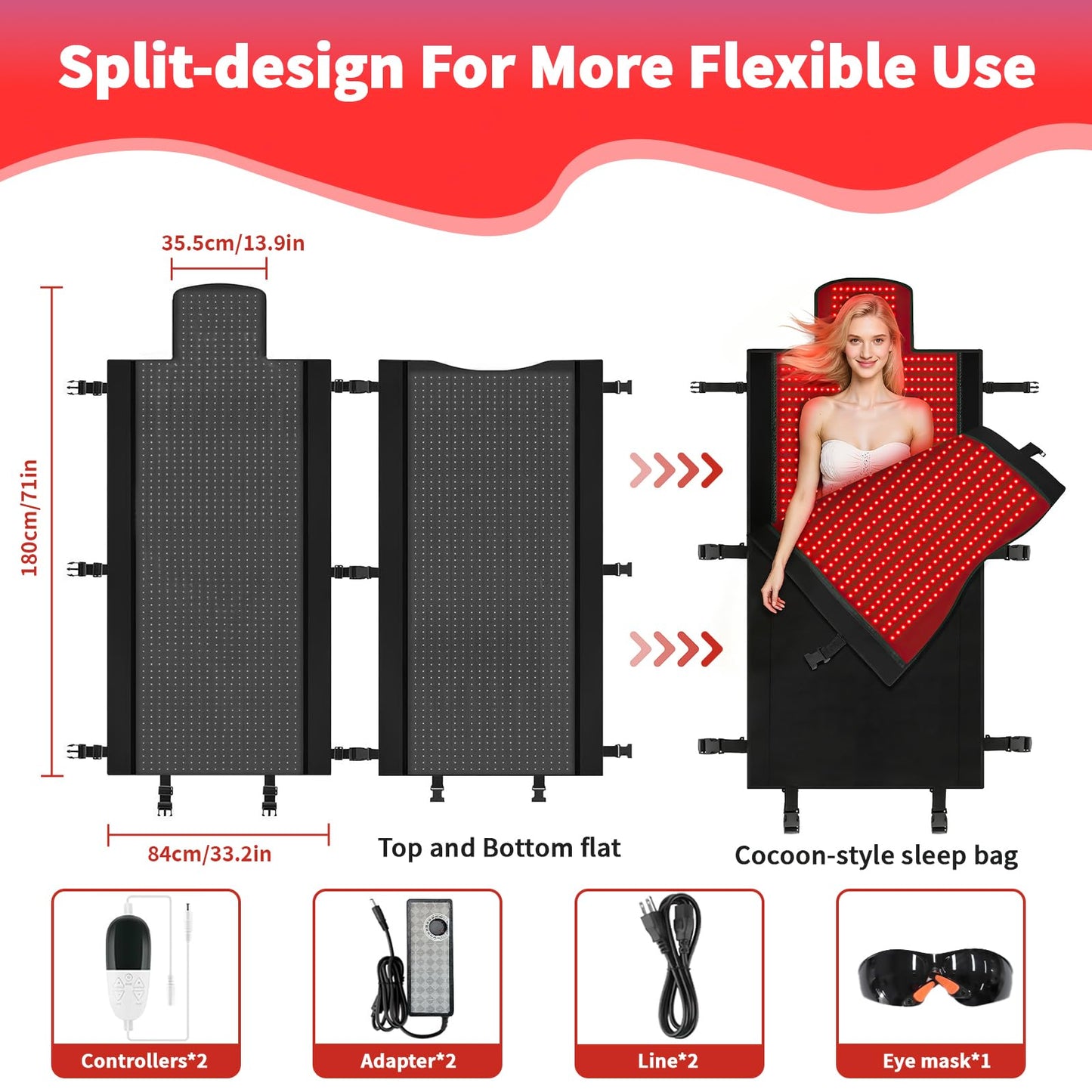 CIGAA 2025 Upgraded Red Light Therapy Full Body for Home - Used to Relieve Face and Body Pain for Personal Health Care 71"x33" Dual Wavelength Infrared Red Light Blanket (660nm&850nm)