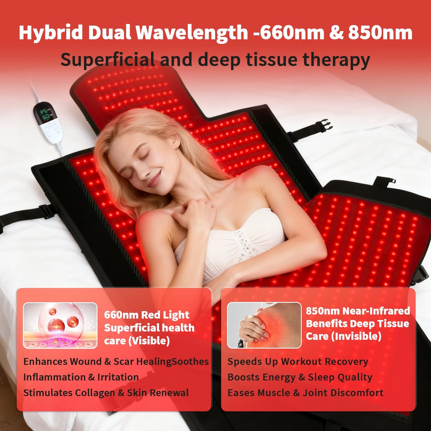 CIGAA 2025 Upgraded Red Light Therapy Full Body for Home - Used to Relieve Face and Body Pain for Personal Health Care 71"x33" Dual Wavelength Infrared Red Light Blanket (660nm&850nm)