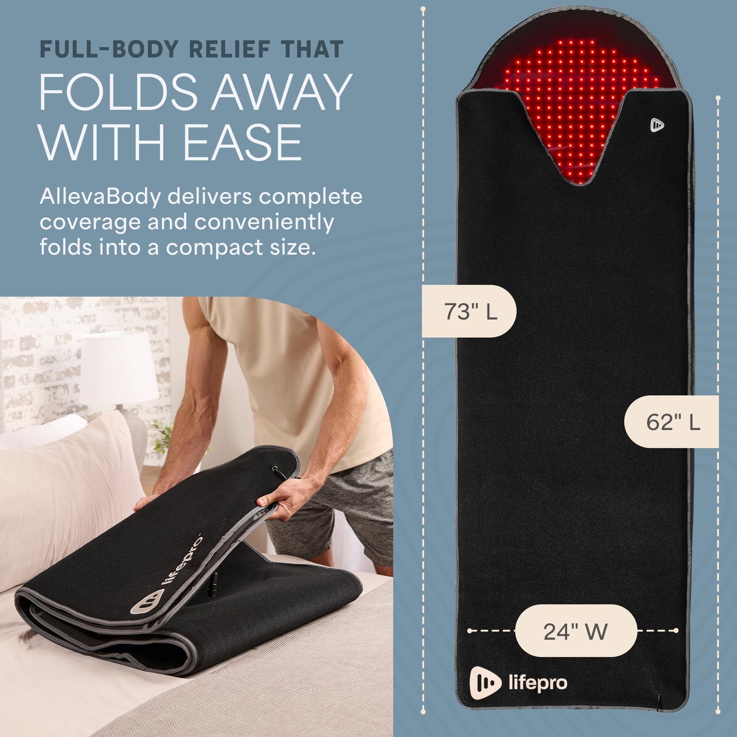 LifePro Red Light Therapy Blanket for Full Body Coverage with Red & Near Infrared Light Therapy - Whole Body Red Light Mat, NIR & Red Light Therapy Pad Device, Pulse & Brightness Control for Home